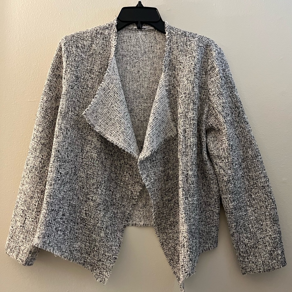 T Tahari Anora Frayed Tweed Jacket